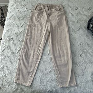 H&M Beige High Rise Baggy Jeans